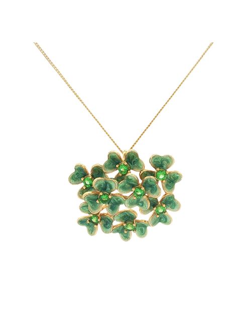 Collana con pietre dorate e verdi Clover, smalto verde perlato GOCCIAZZURRA JEWELS | CLCLOVEROROVERDE